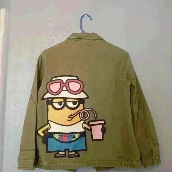 Zara X Minions Denim Despicable Me Kids Jacket Green Size 11/12 - Picture 5 of 16